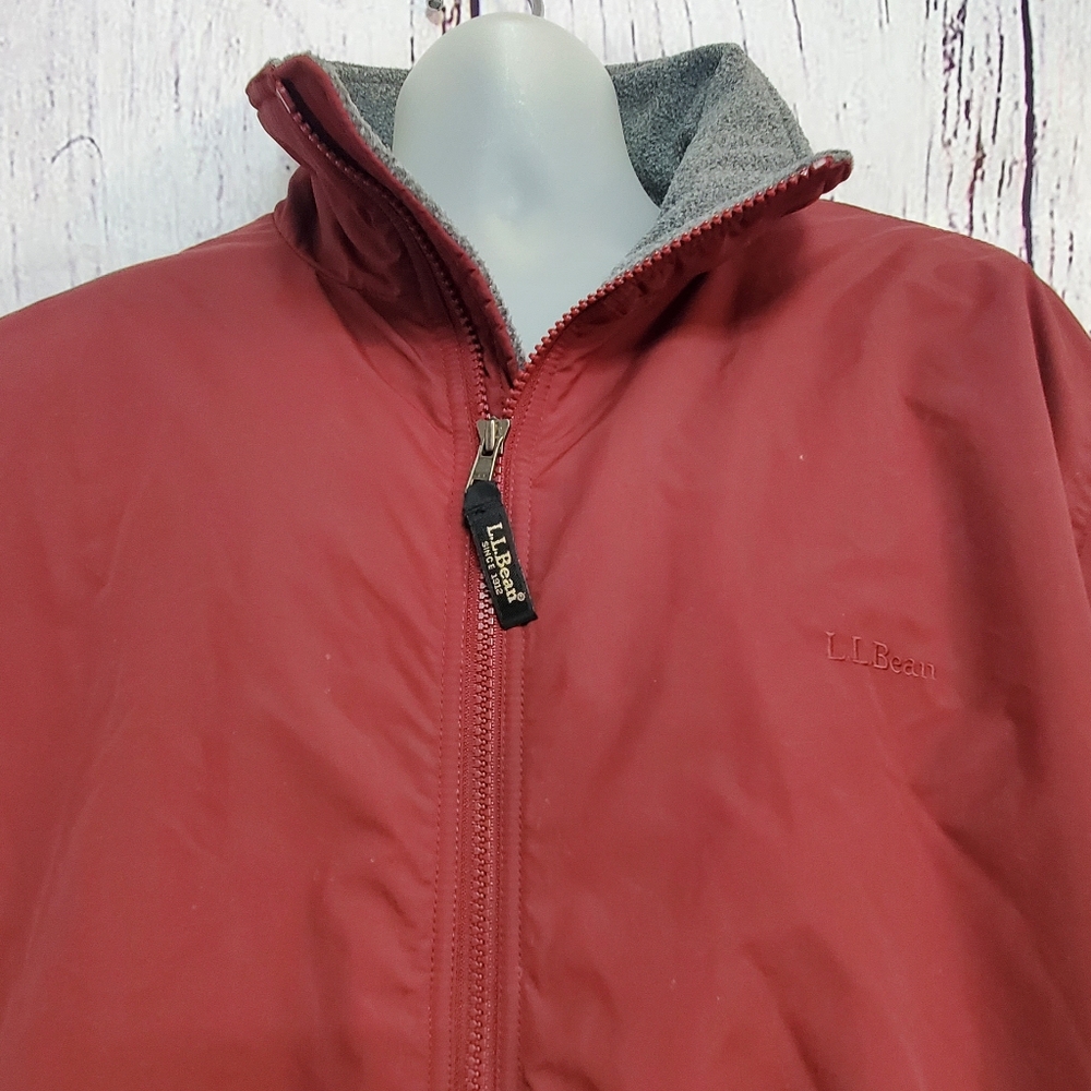 L.L.Bean Men's Burgundy Warm-Up Fleece Lined Jacked. XXL. - Picture 5 of 14